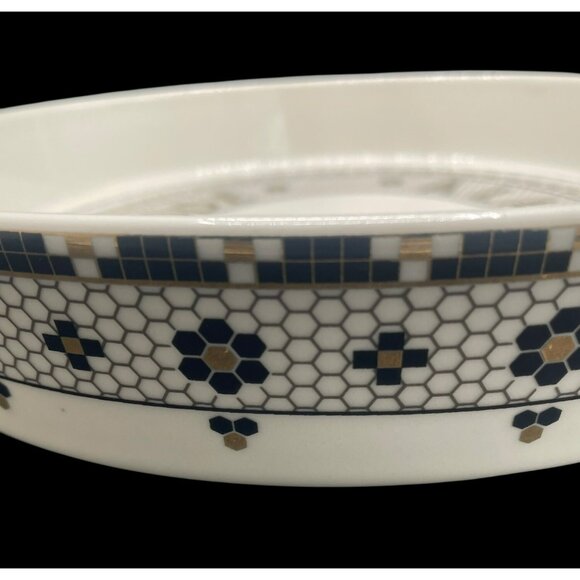 Anthropologie Bistro Tile Pie Dish Quiche Baking Pan Stoneware 1920s French Art - Picture 10 of 12